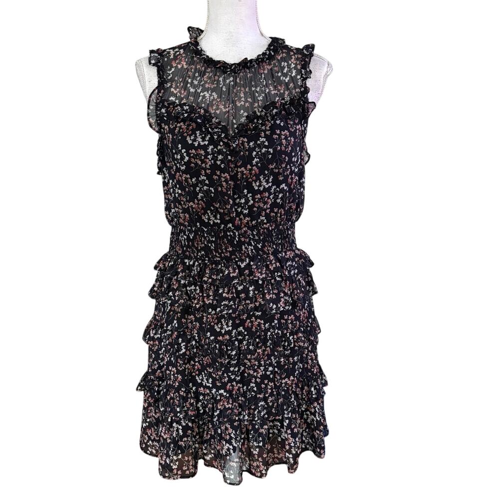 Sugar + Lips SugarLips Size S Floral Print Mini Dress Ruffled Smocked Sleeveless